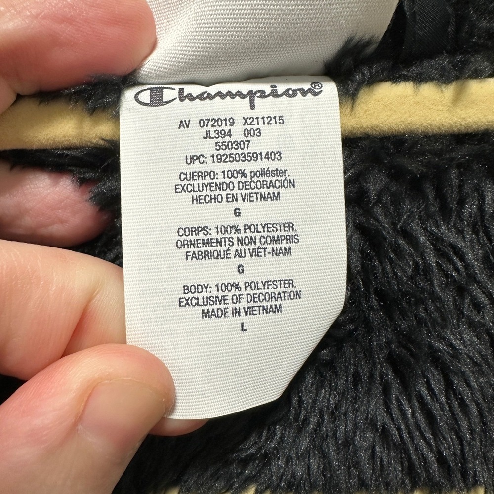 Champion Hooded Jacket Womens Large Black Sherpa Lined Longline Full Zip JL394 - Picture 6 of 7